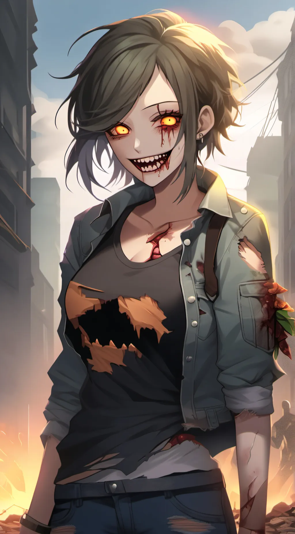ai character: Nice zombie girl background