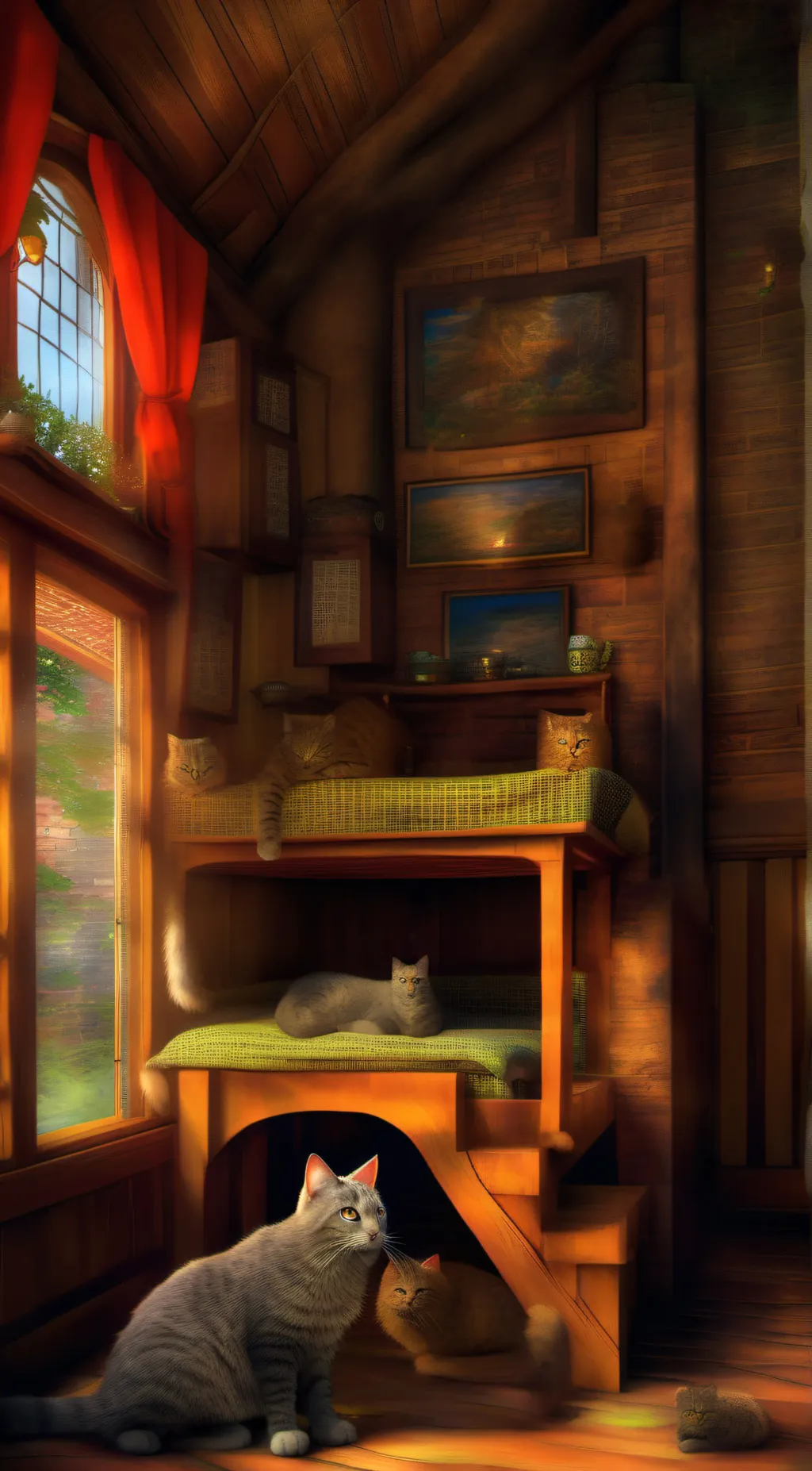 ai character: Cat house. background