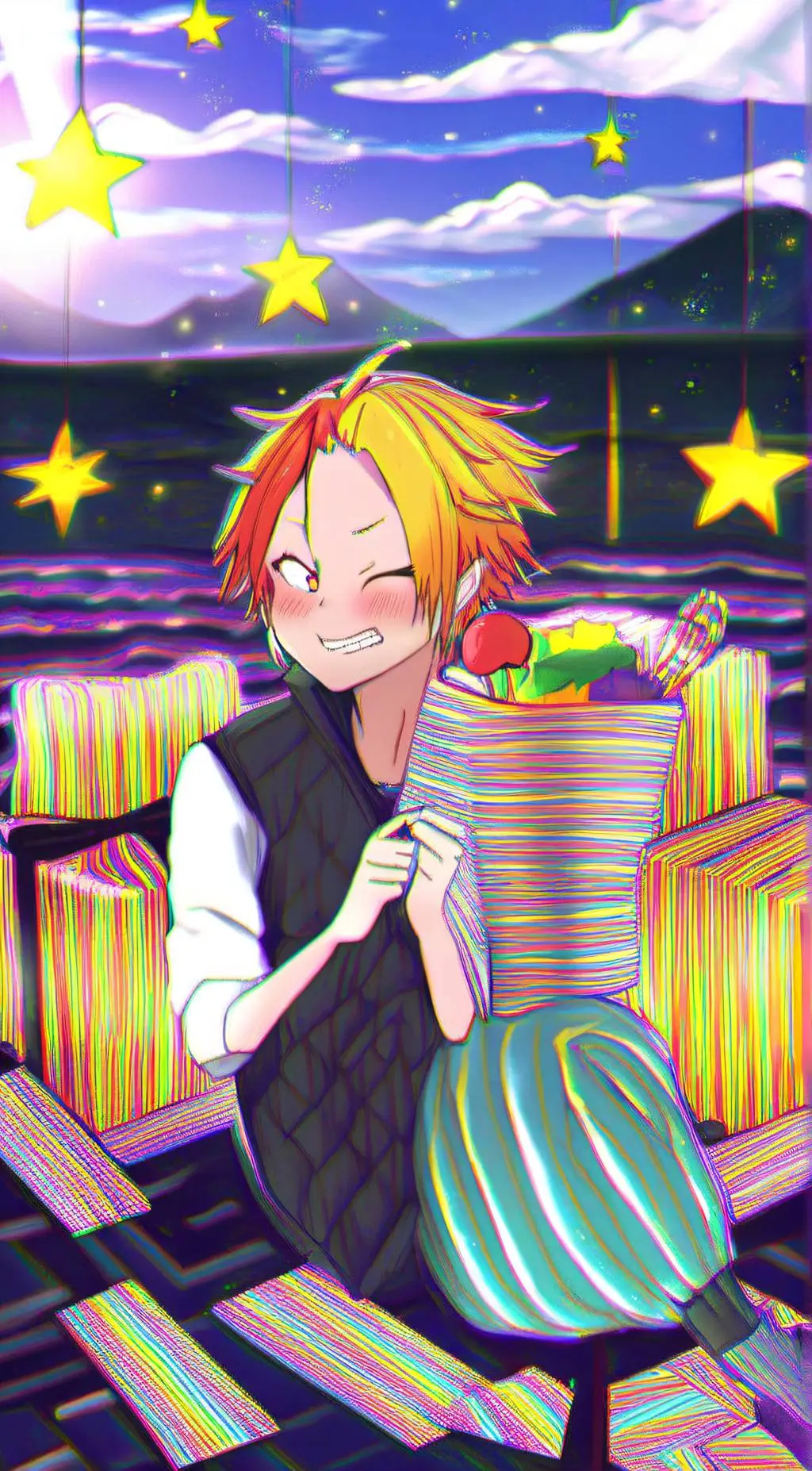 ai character:  Kaminari  background