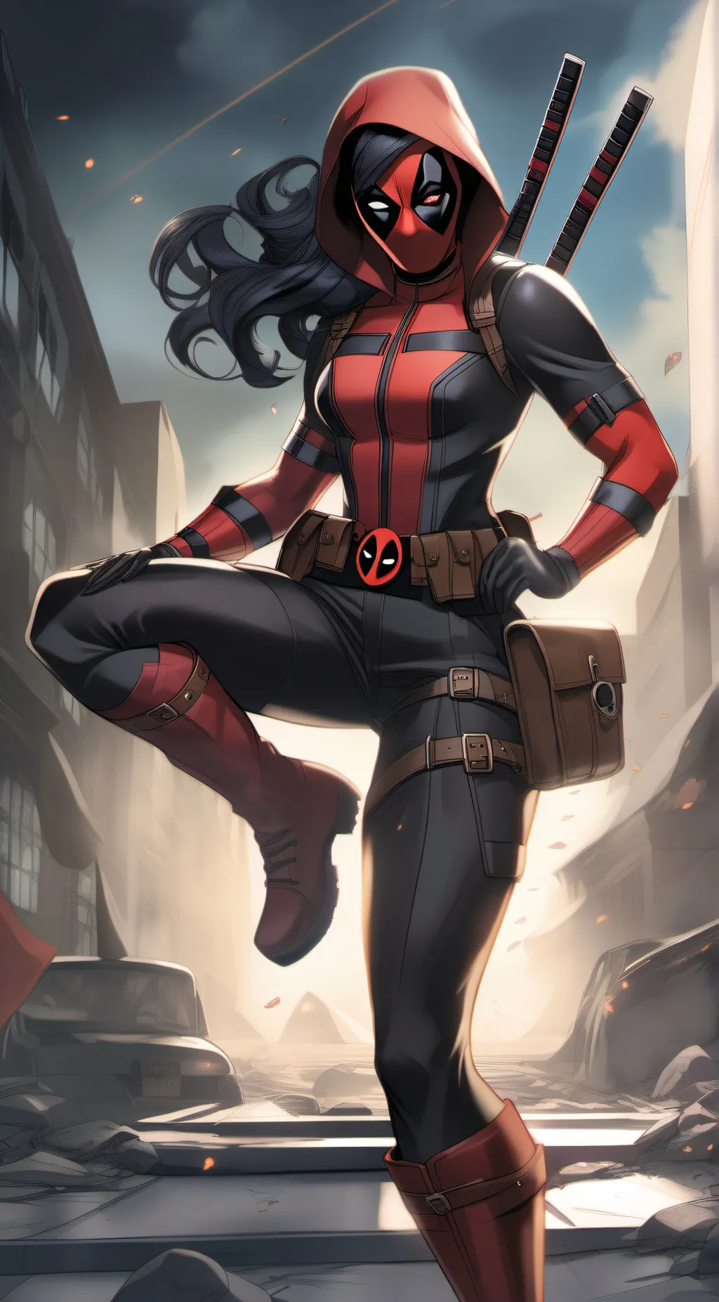 ai character: Female Deadpool background