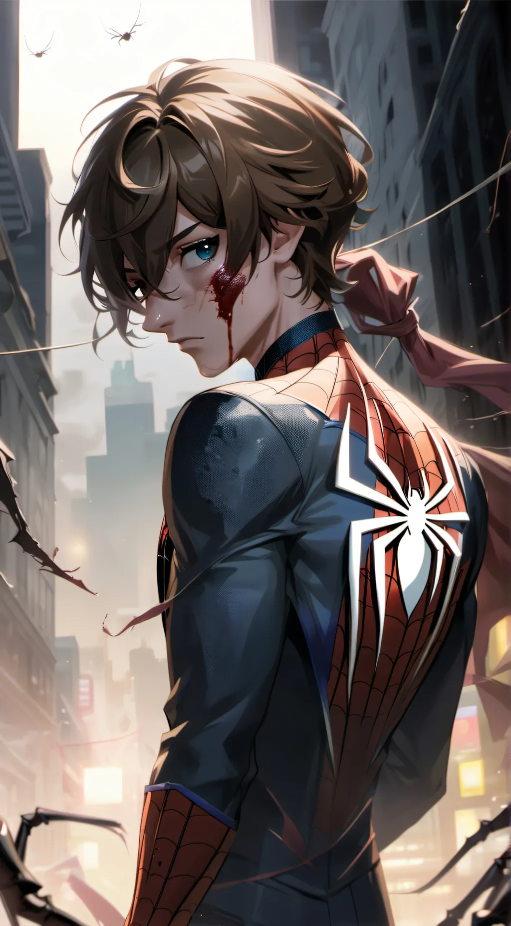 ai character: Dying Spider-Man  background