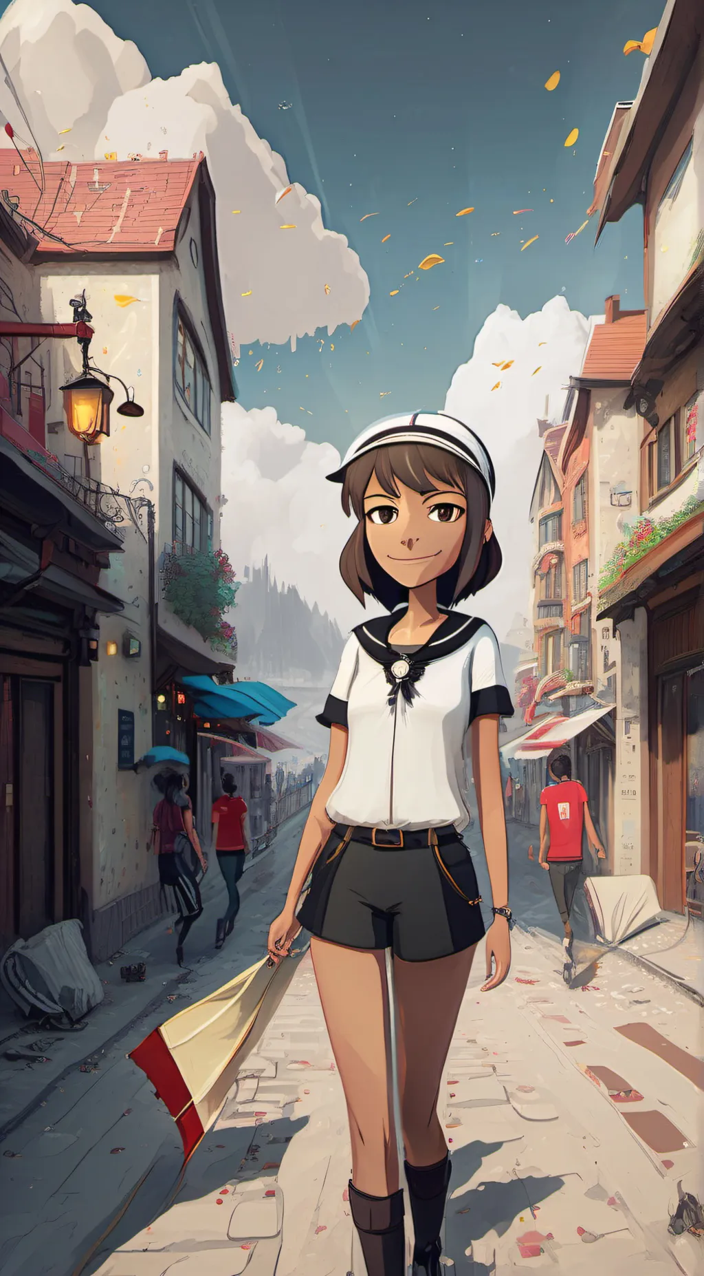 ai character: Alina as cartoon  background