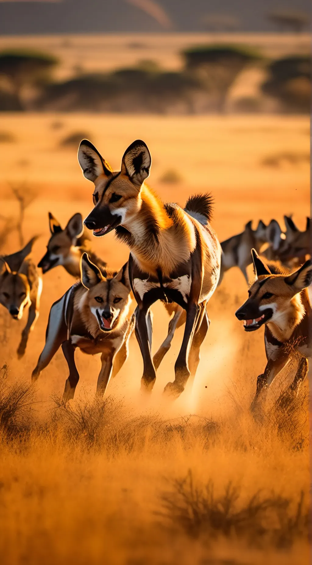 ai character: Wild dog pack background