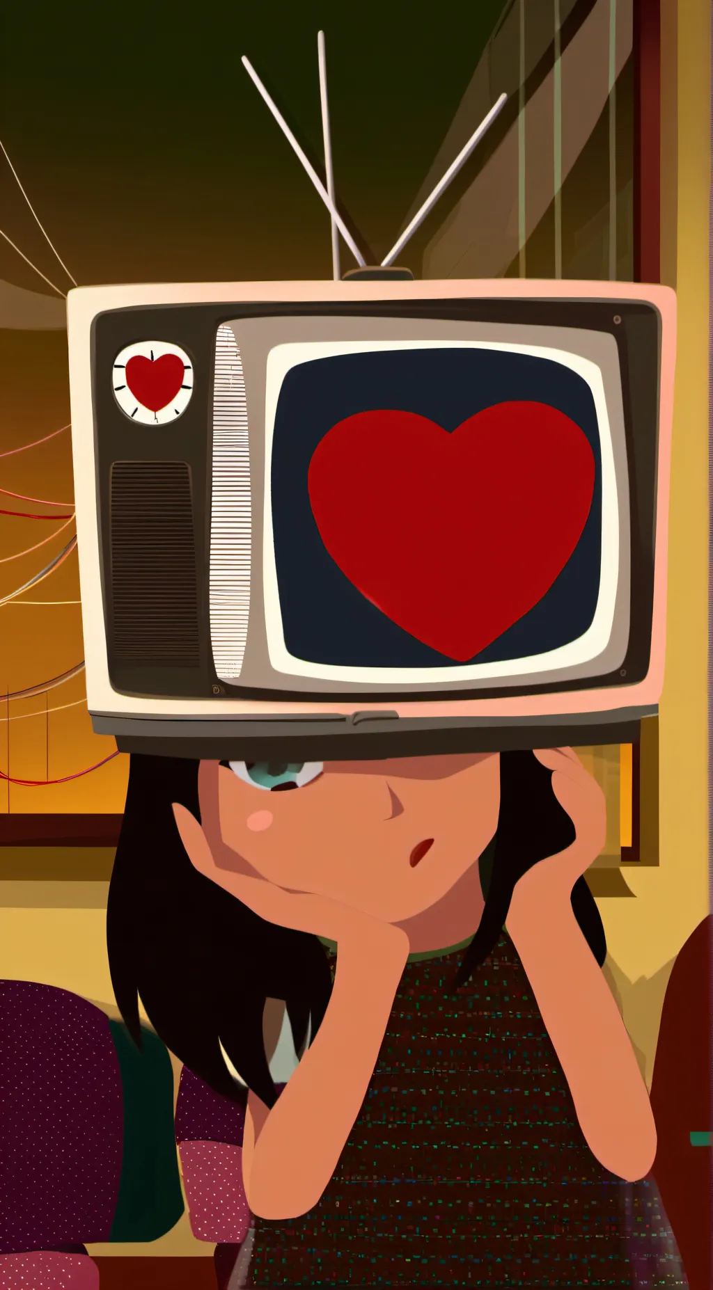 ai character: TV woman V2 background