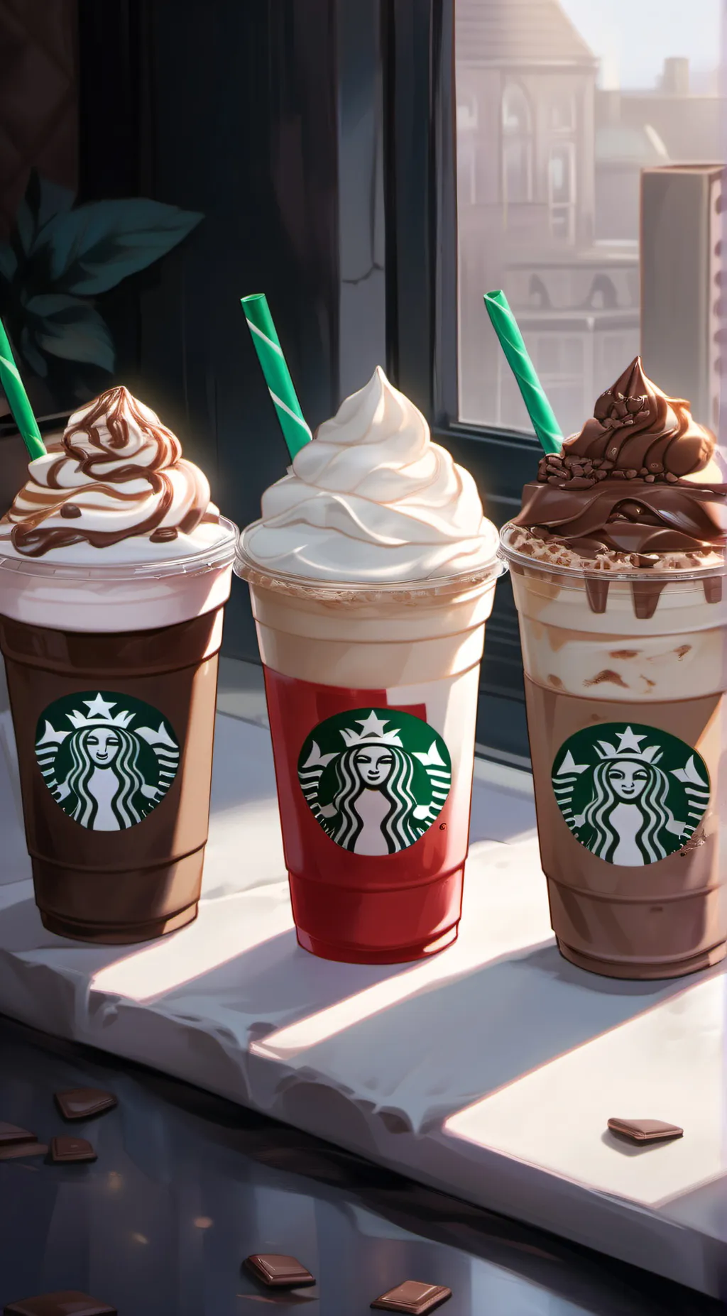 ai character: the 3 frappuccinos background