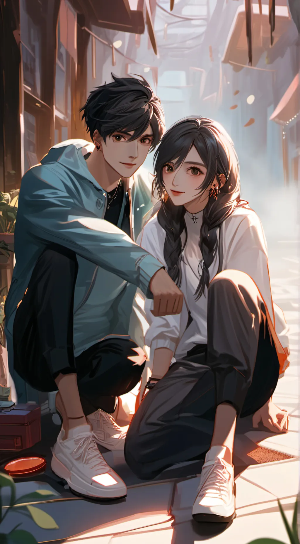 ai character: Finn and Autumn  background