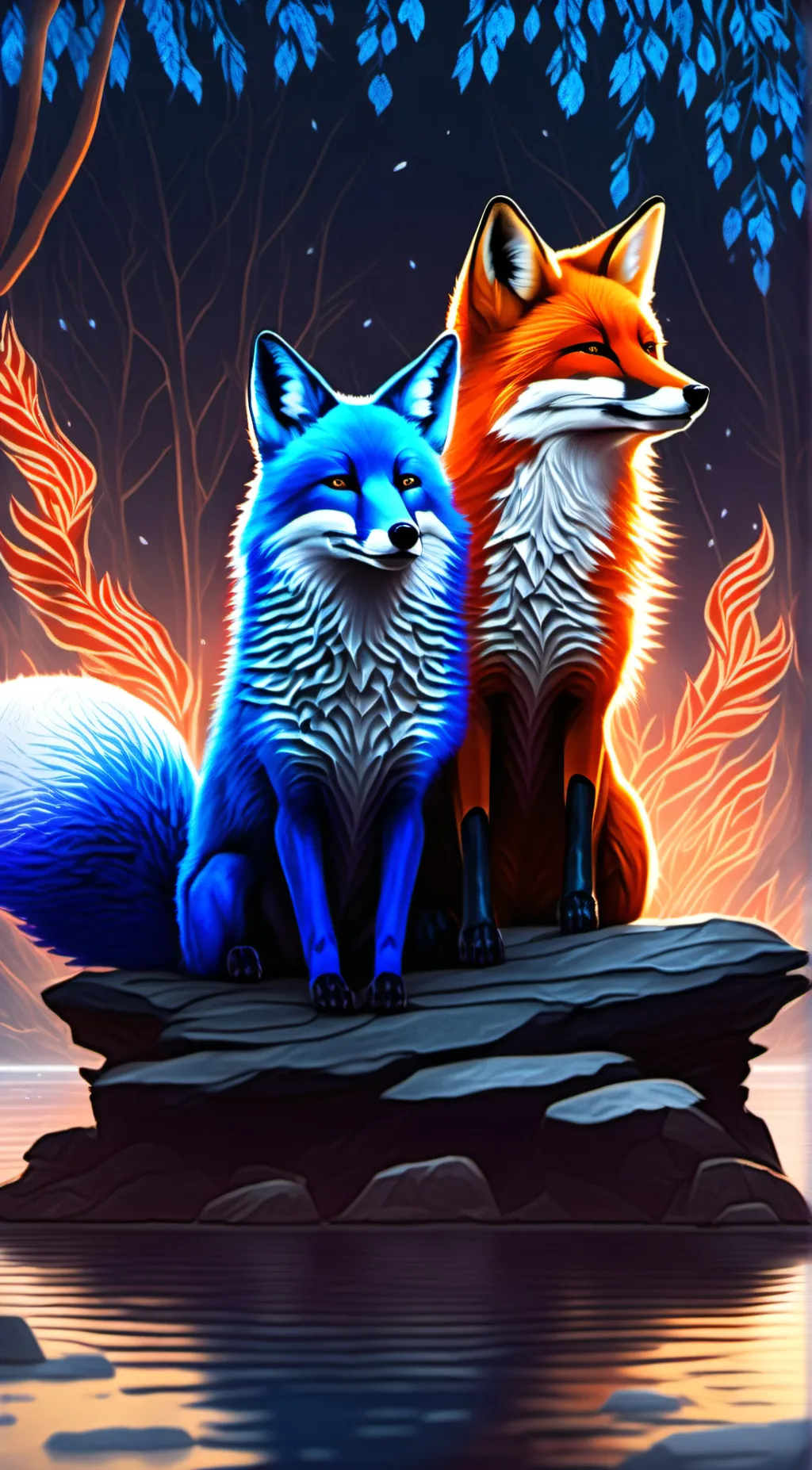 ai character: Flame and Frost background