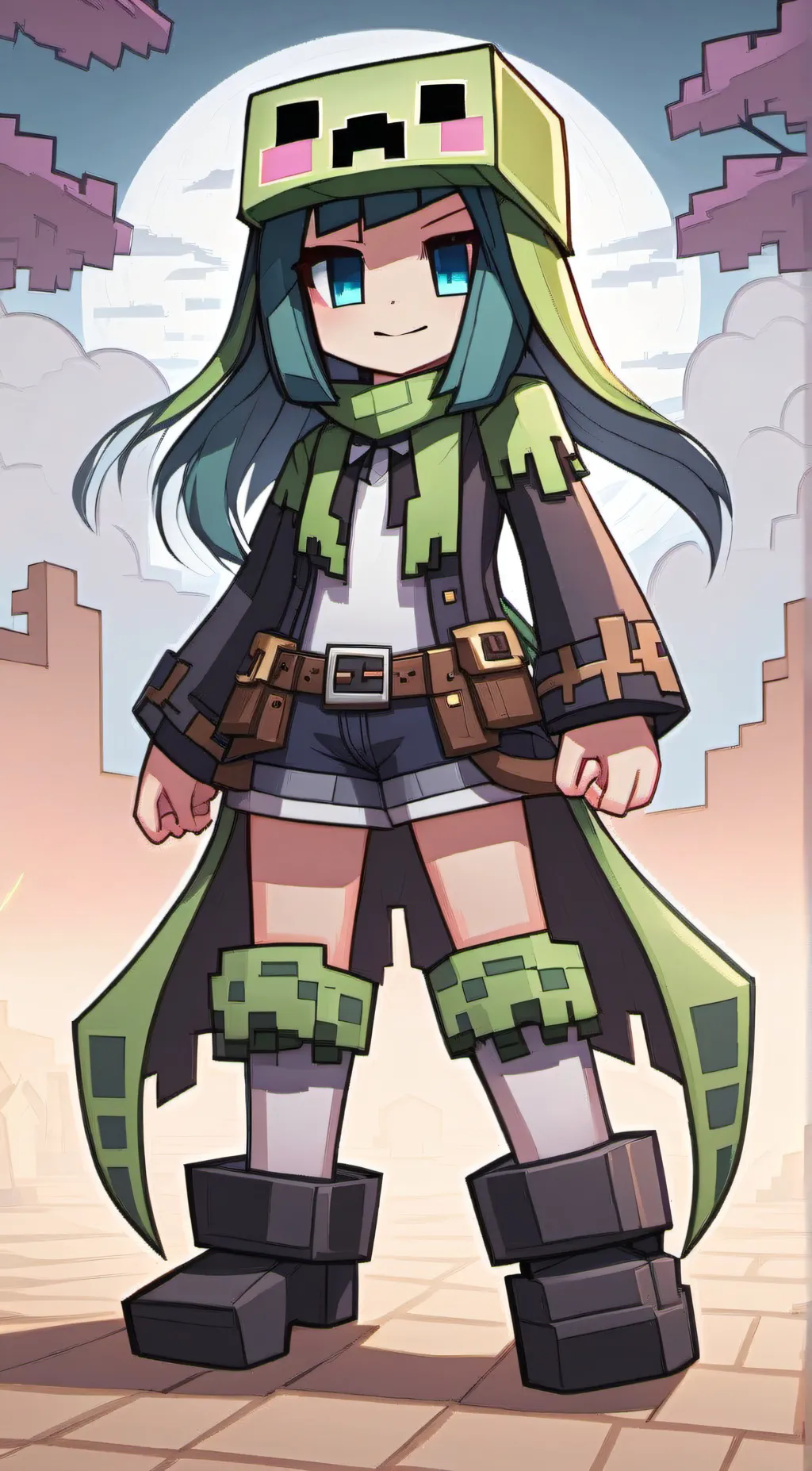 ai character: Girl creeper background