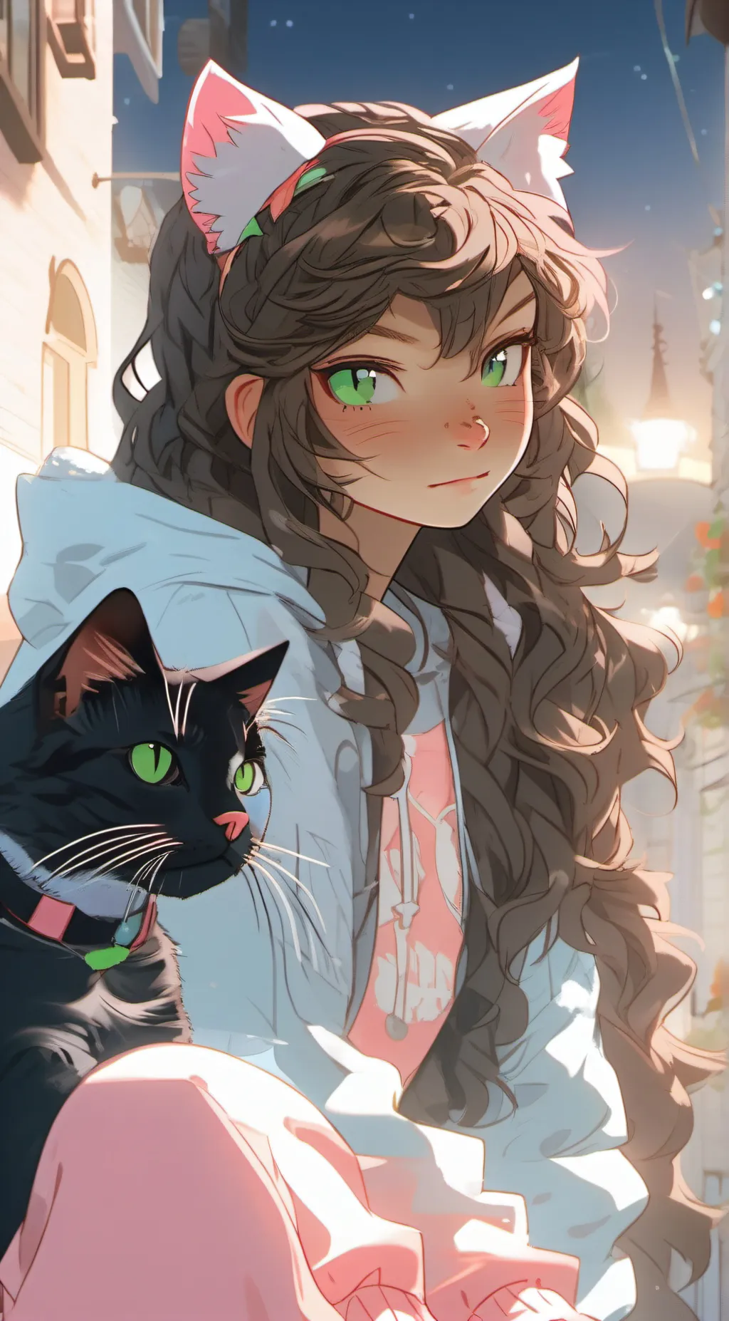 ai character: pink and blue background