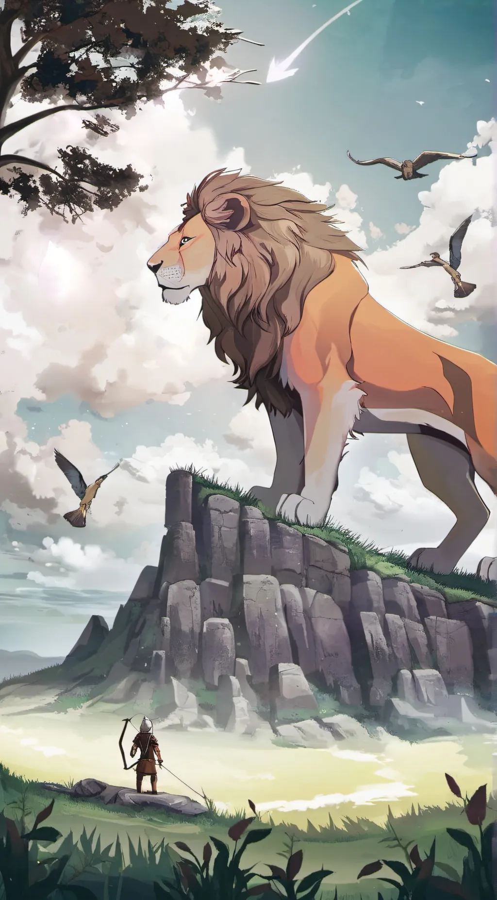 ai character: Guardian lion  background