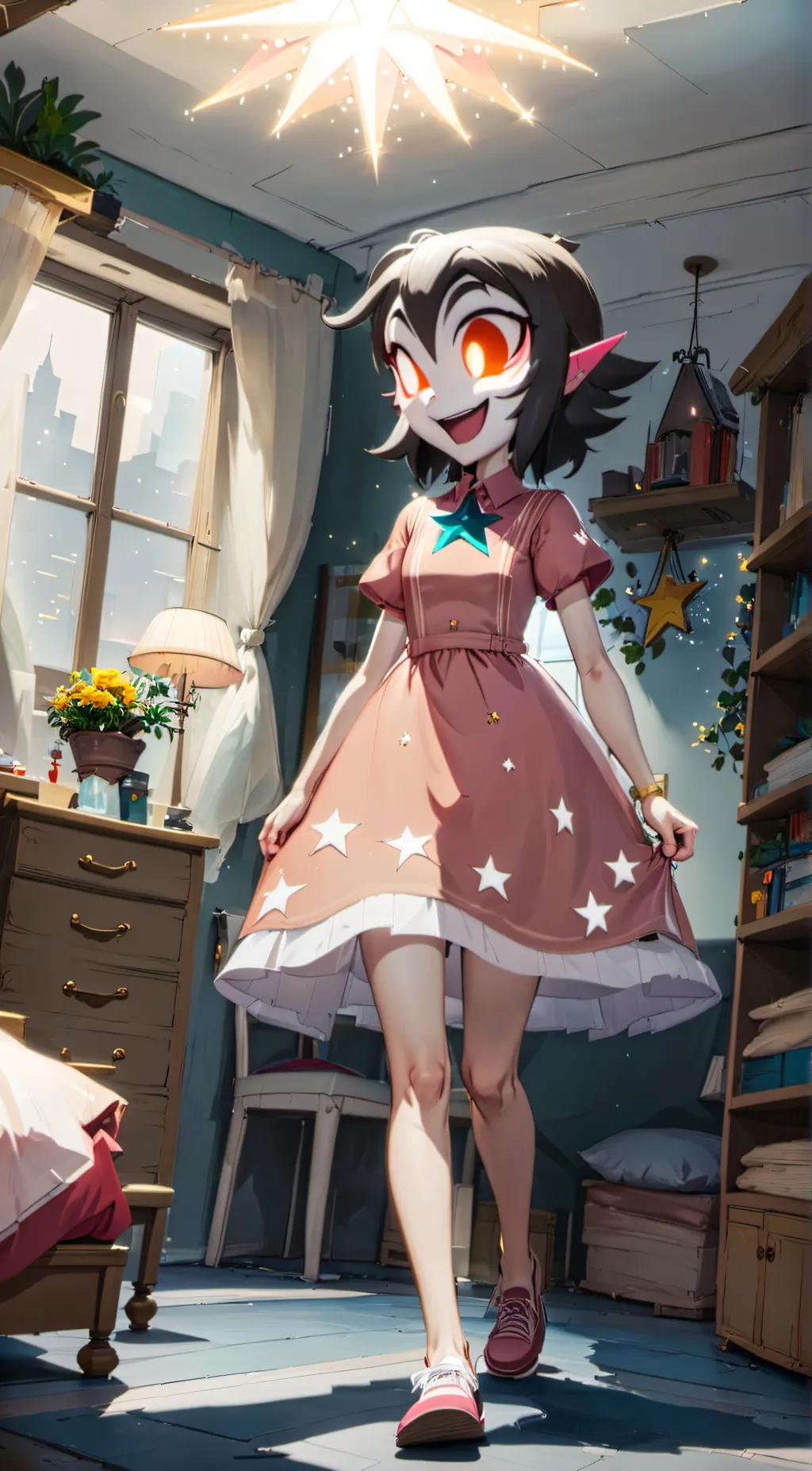 ai character: Young Octavia  background