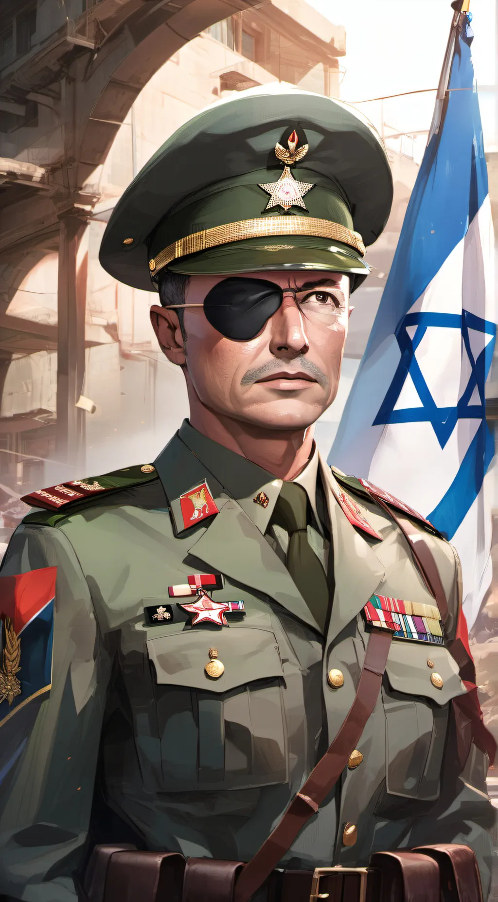 ai character: moshe dayan  background