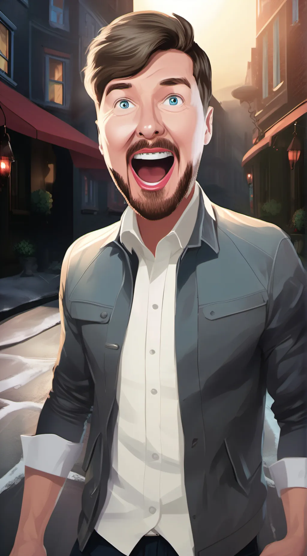 ai character: a evil mr beast  background