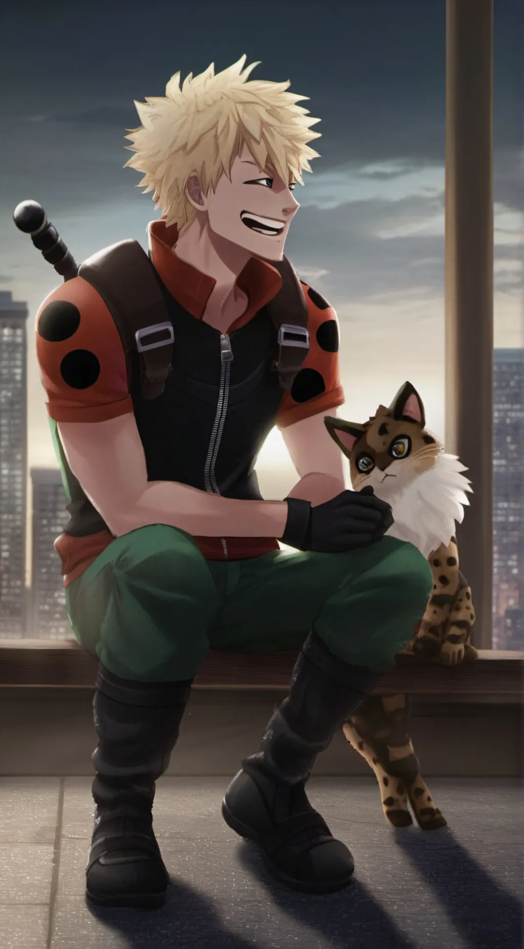 ai character: Bakugo cat noir  background