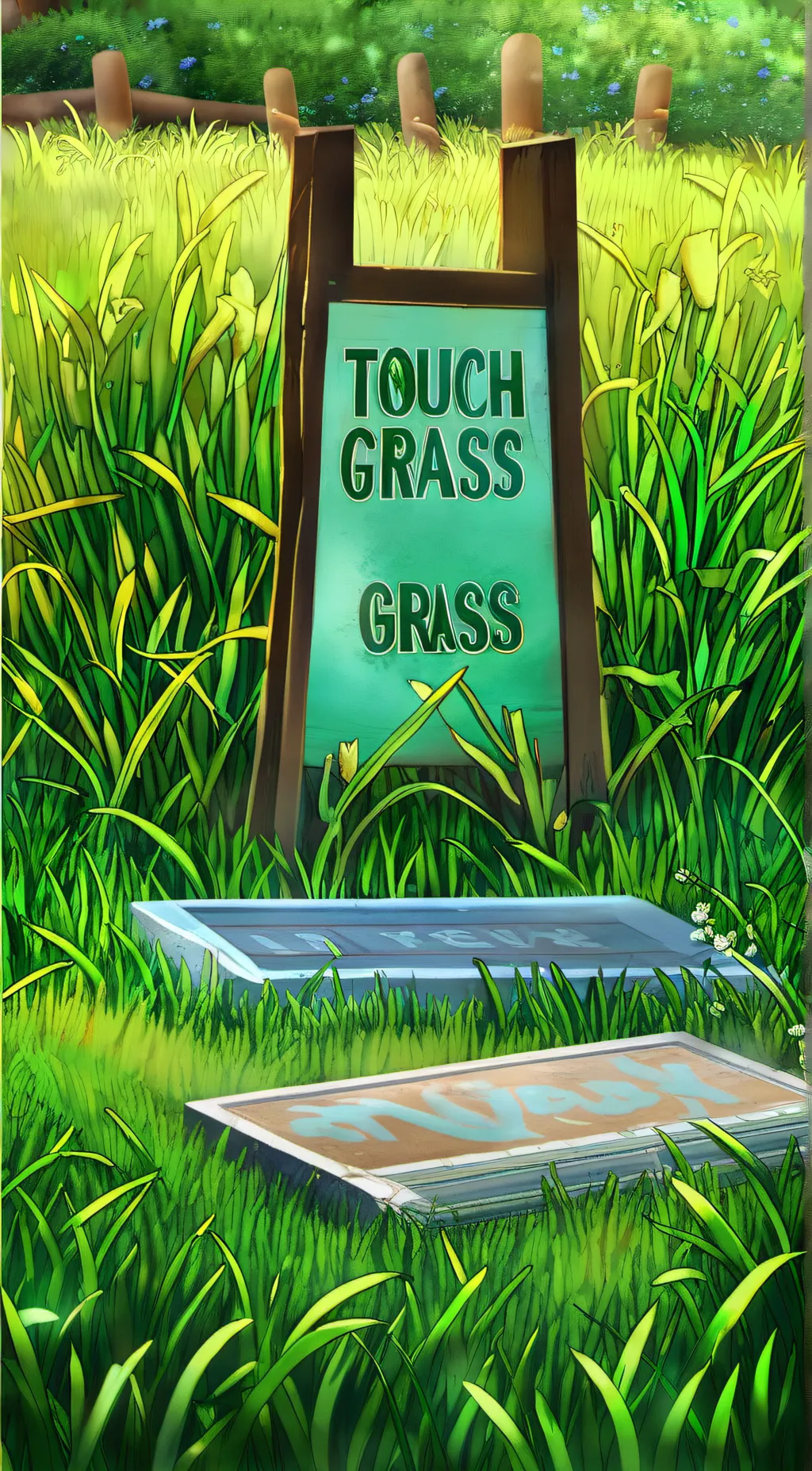 ai character: TOUCH GRASS background