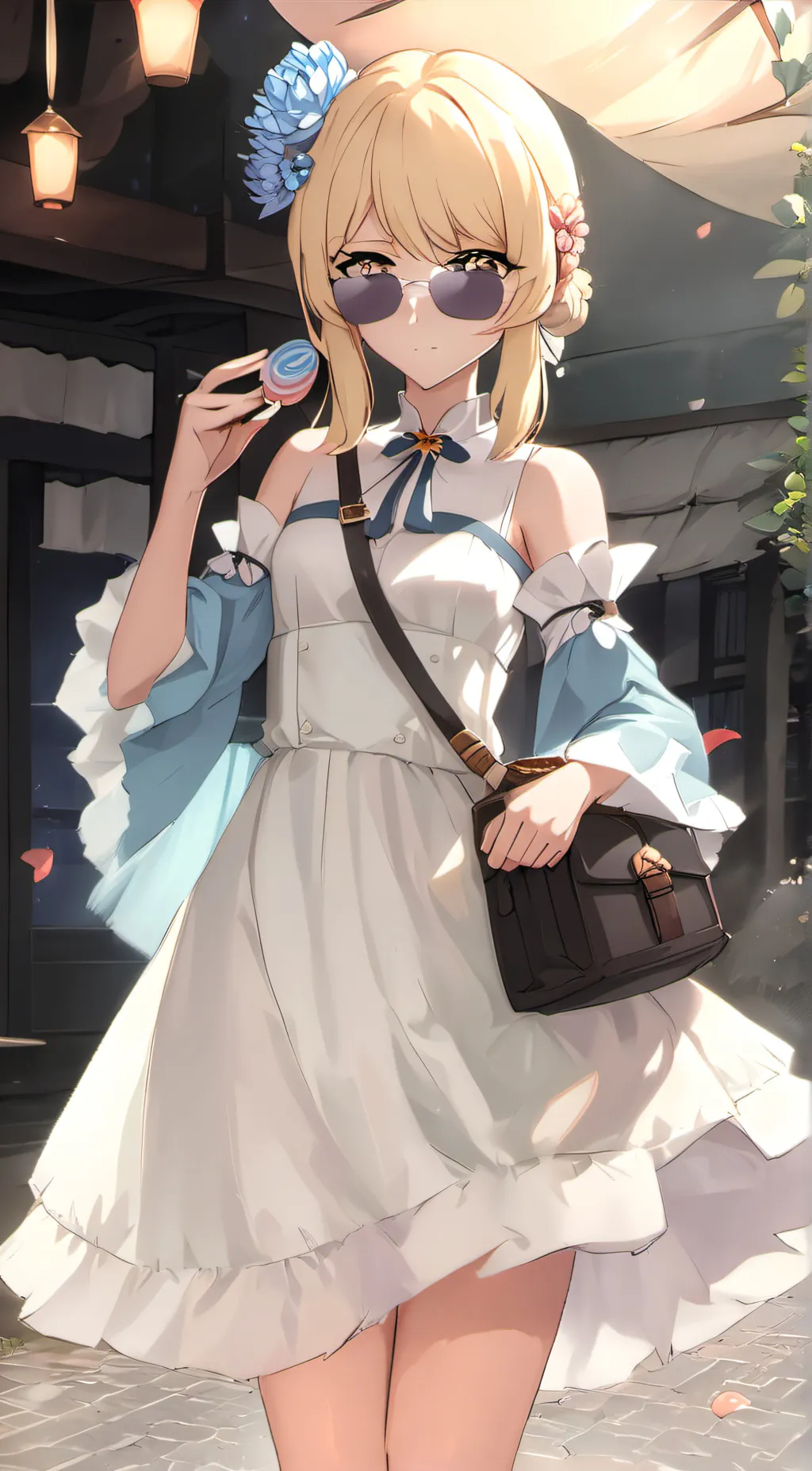 ai character: Violet background