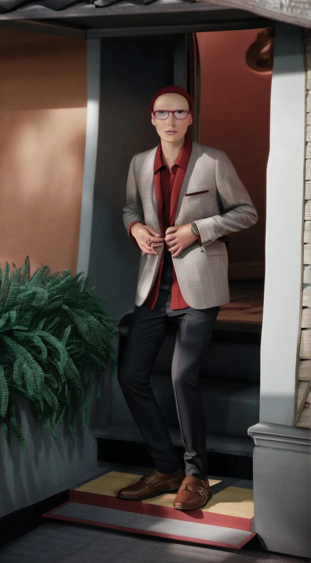 ai character: ugly red head background