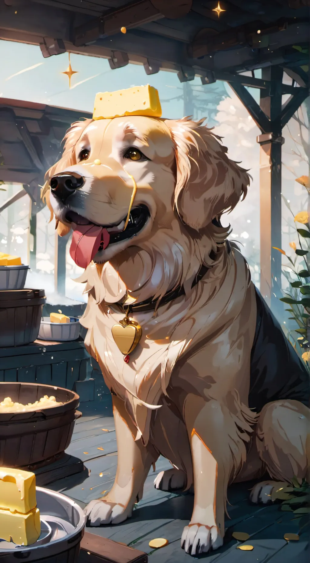 ai character: butter dog background