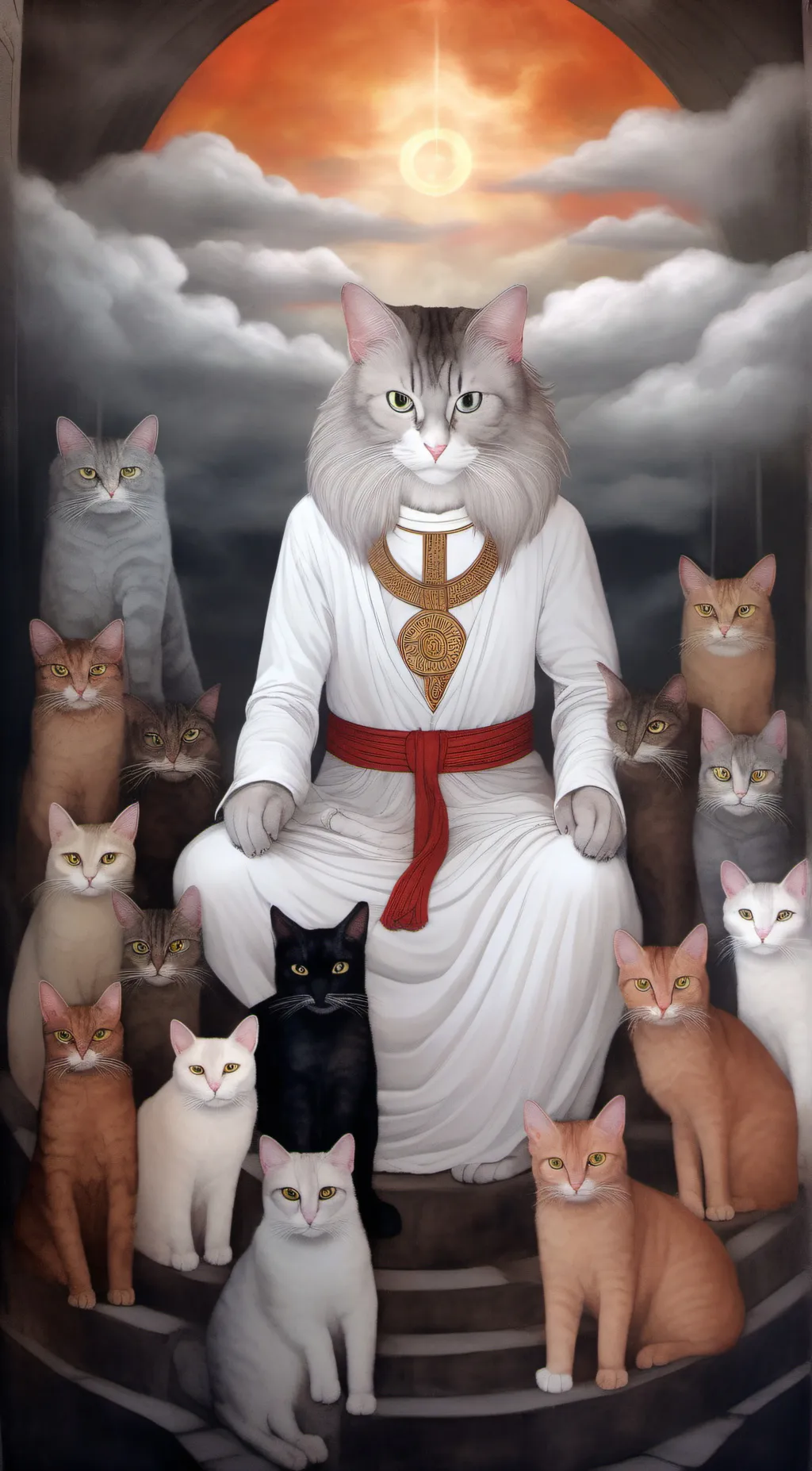 ai character: God of all cats background