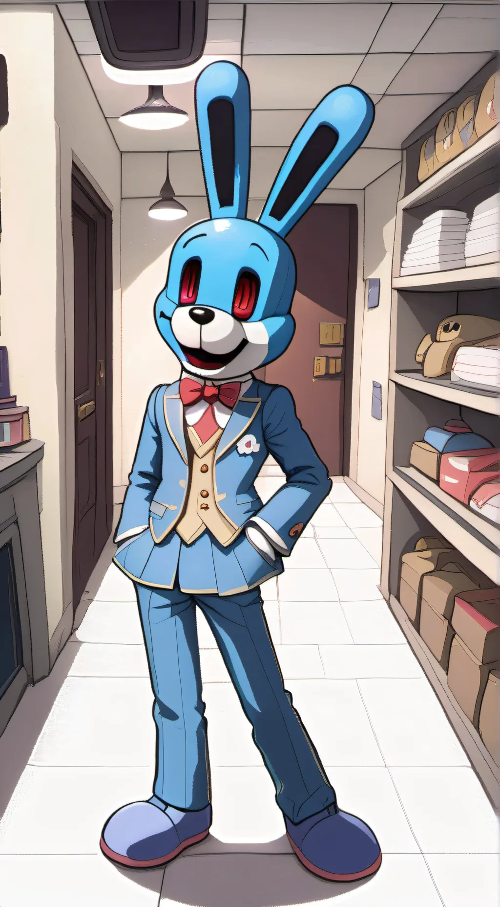 ai character: toy bonnie  background