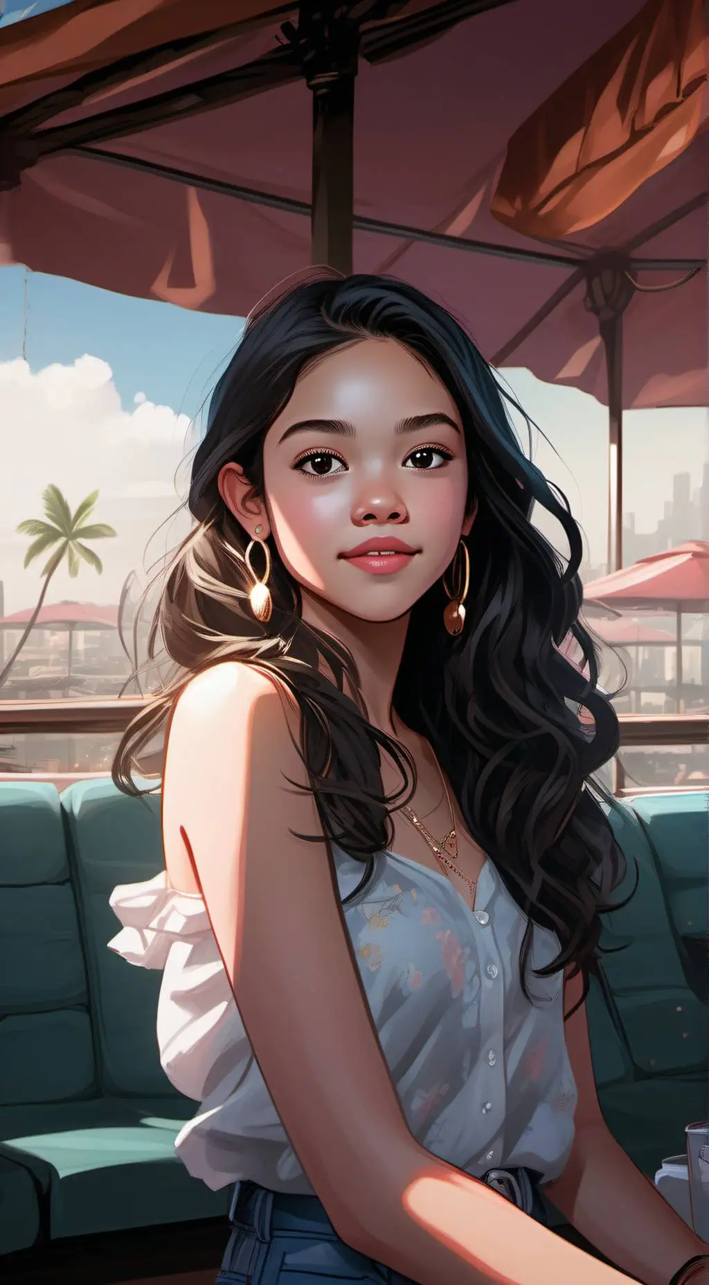 ai character: Olivia Rodrigo  background