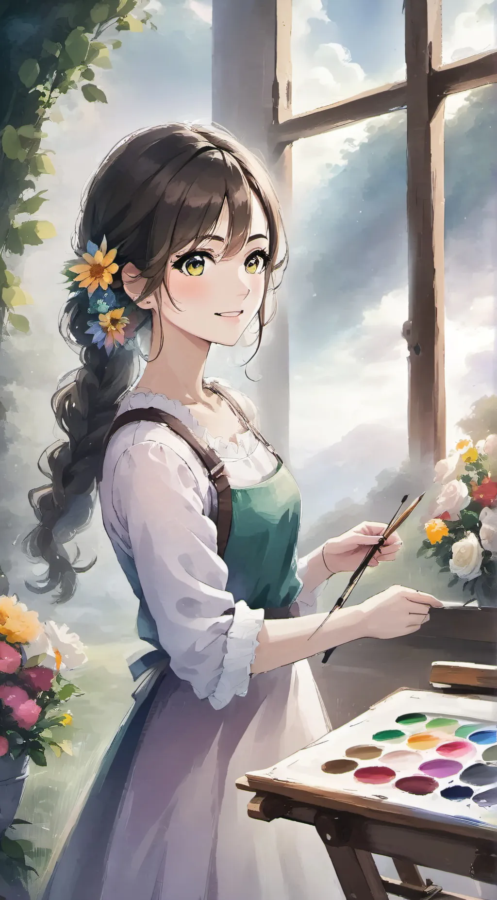 ai character: Violet background