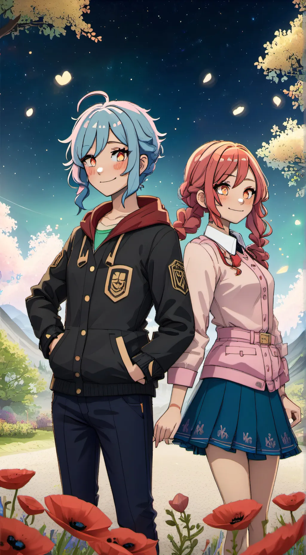 ai character: Jade and poppy  background