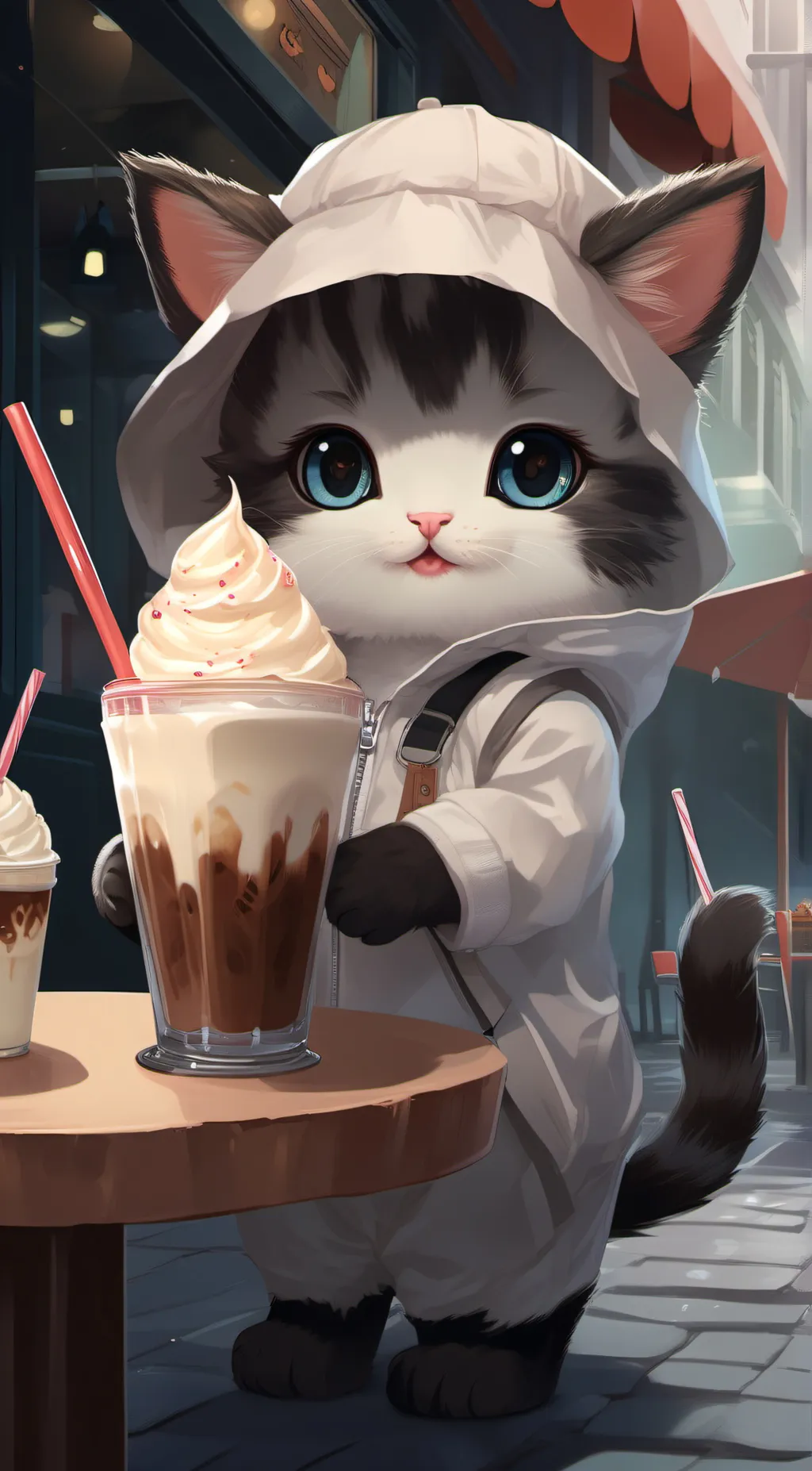 ai character: milkshake background