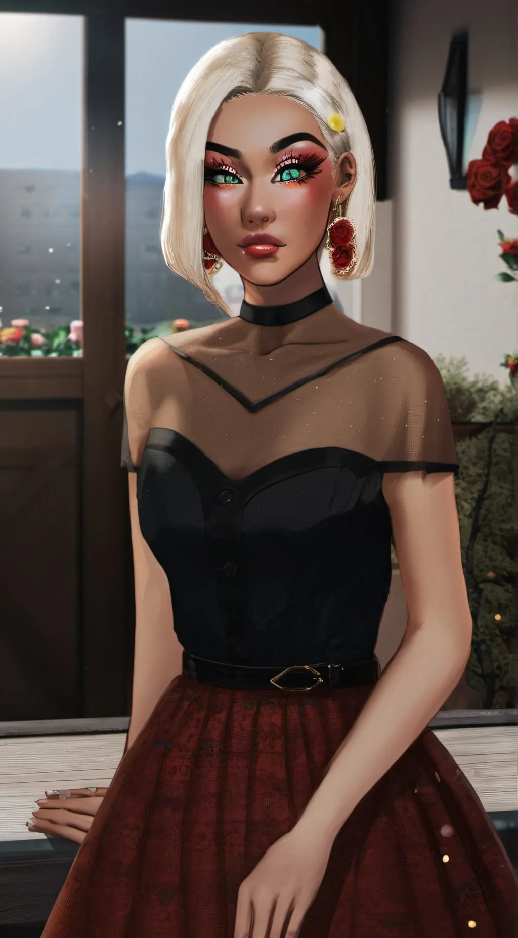 ai character: Cute girl🌹 background