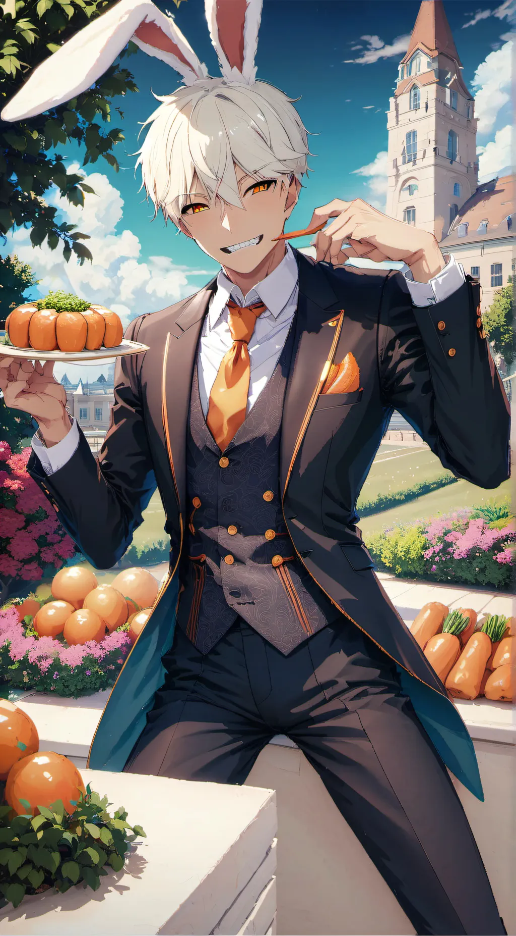 ai character: bunny boy mammon background