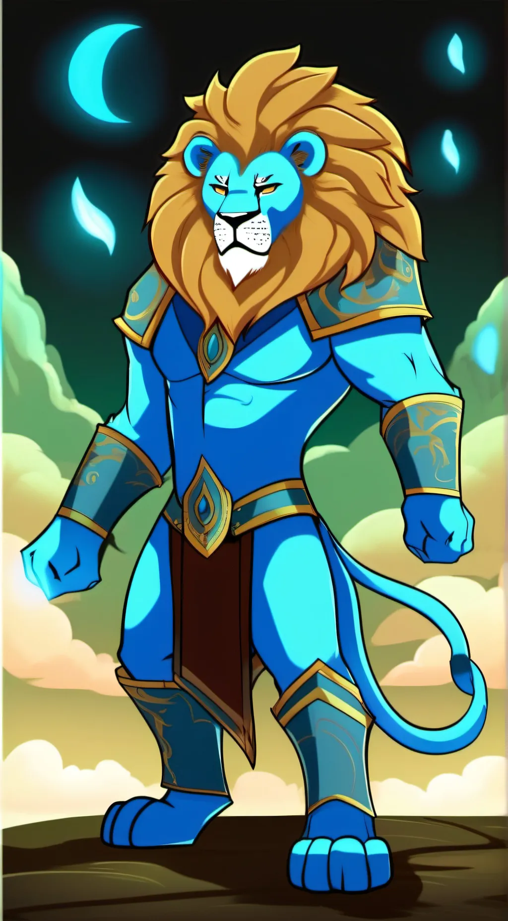 ai character: azure lion  background