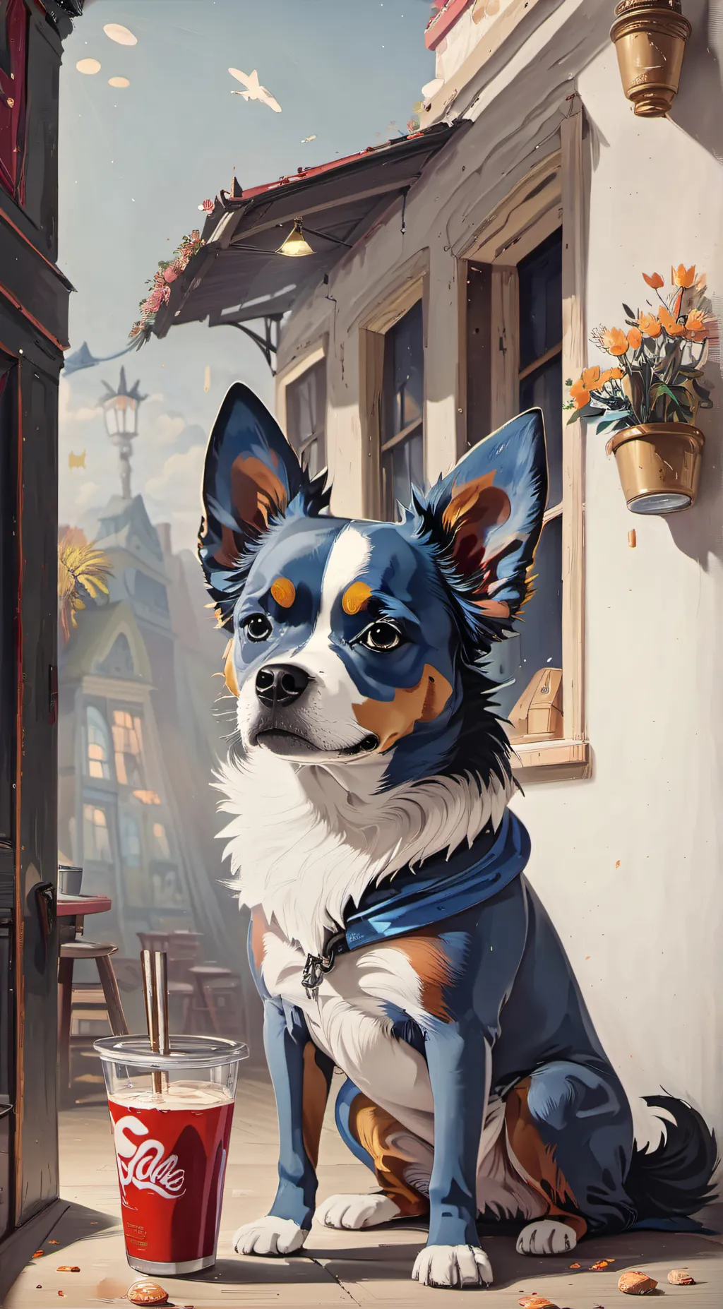 ai character: samantha  bluey  background