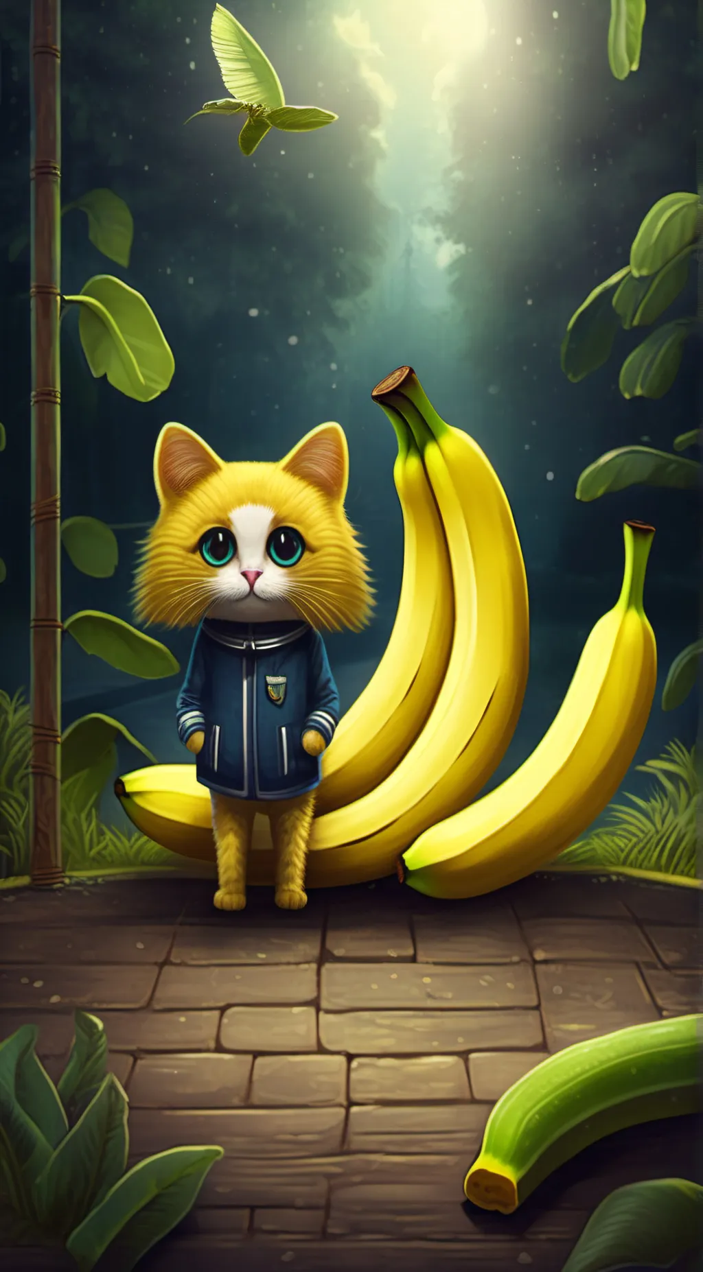 ai character: banana cat background