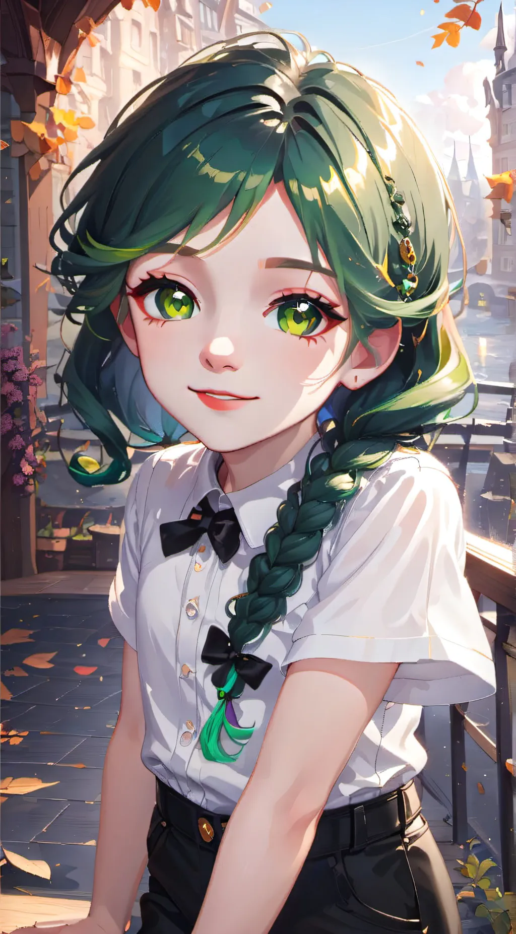 ai character: Alexa Green Eyes background