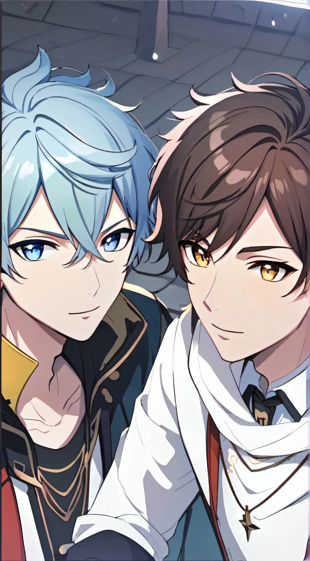 ai character: two boys  background