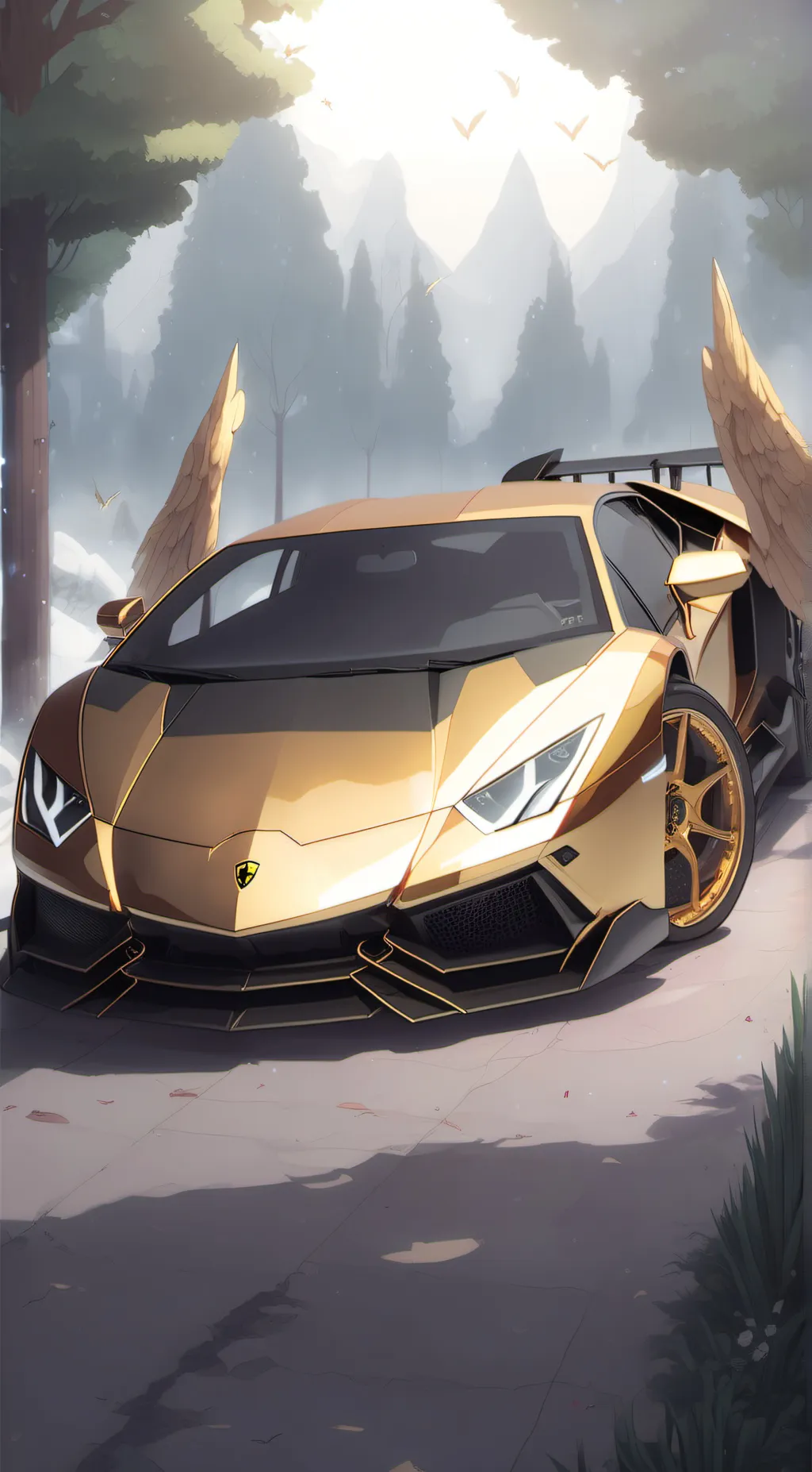 ai character: Golden Lamborghini background