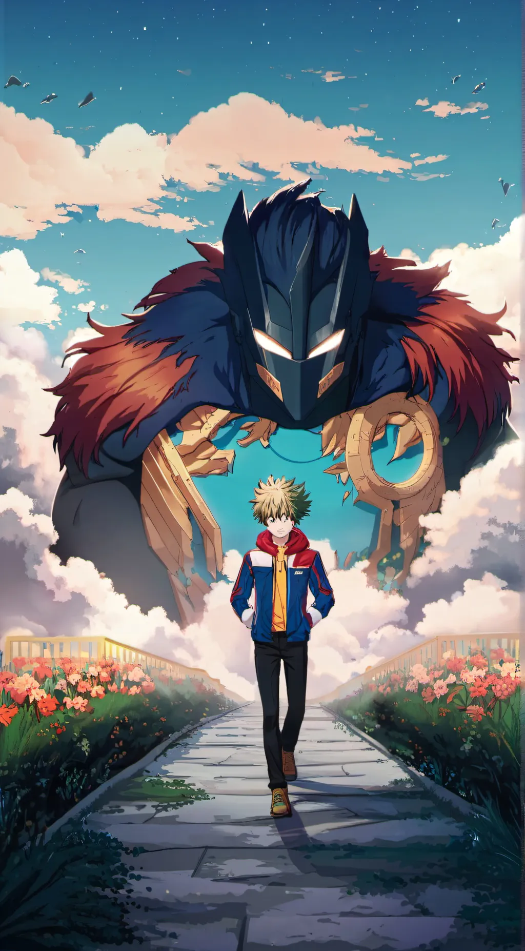 ai character: MHA group picture) background