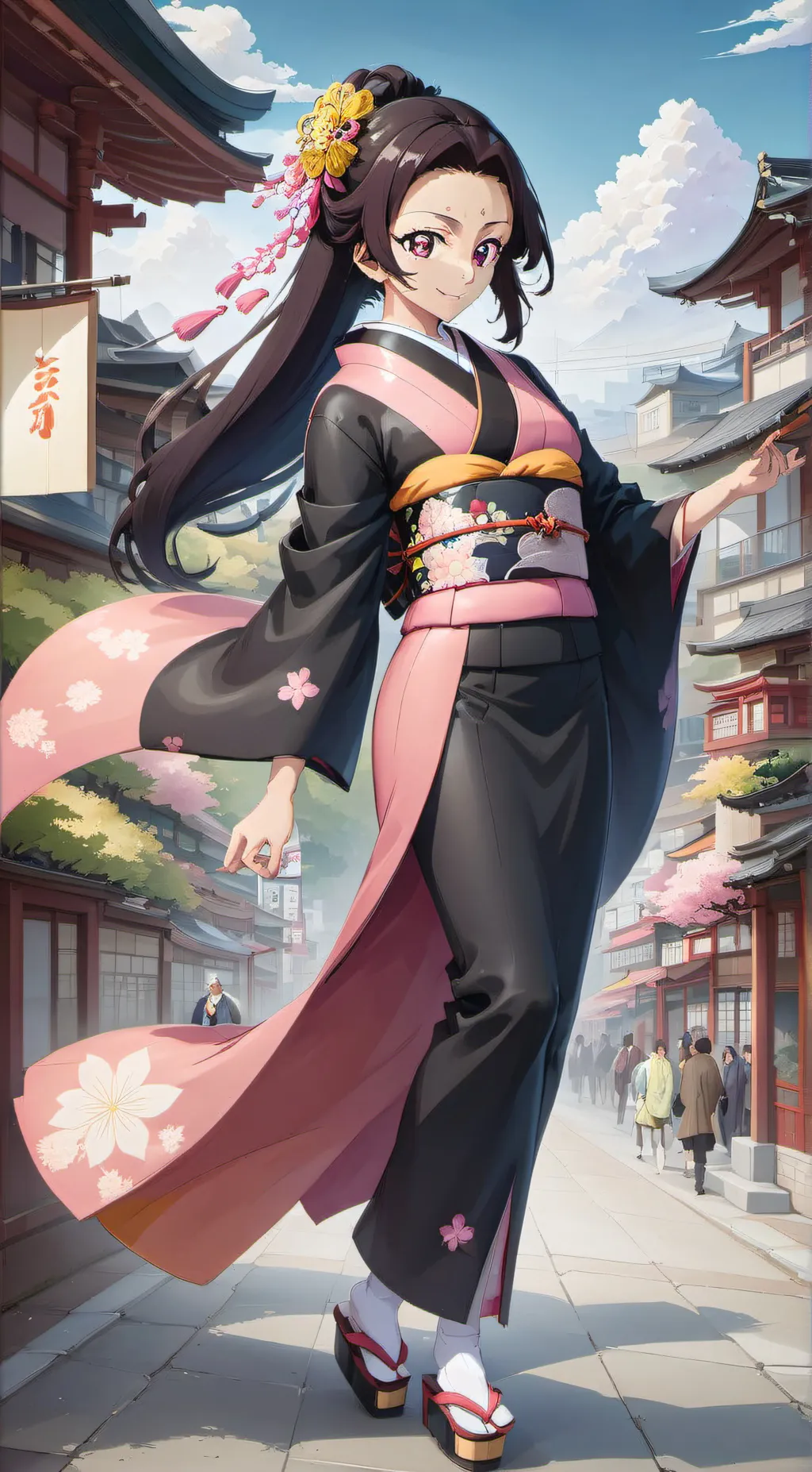 ai character: nezuko and tanjiro background