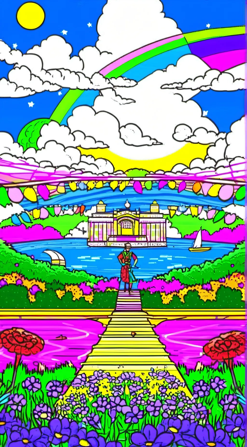 ai character: smiling critters background