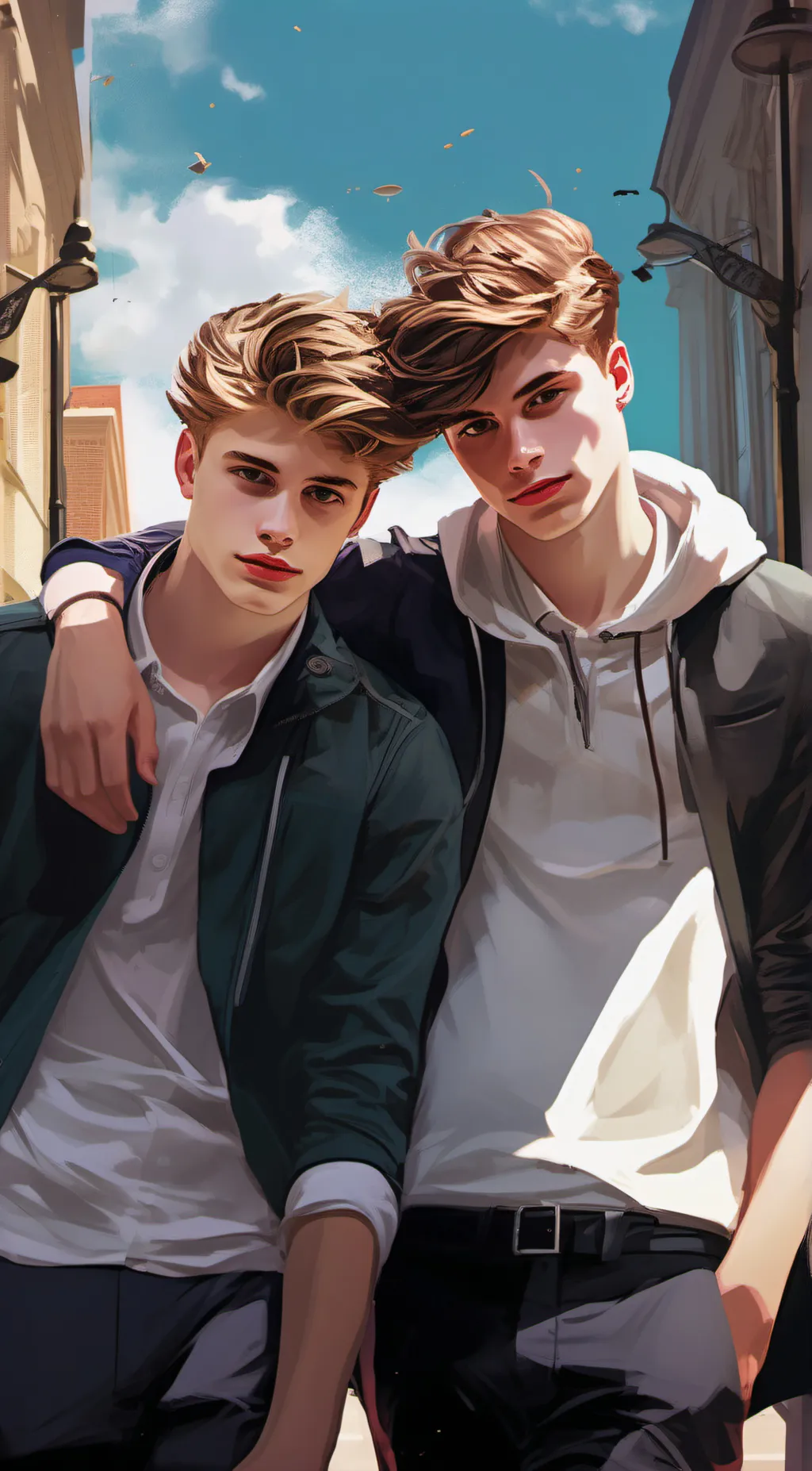 ai character: 2 boys 1 heart background