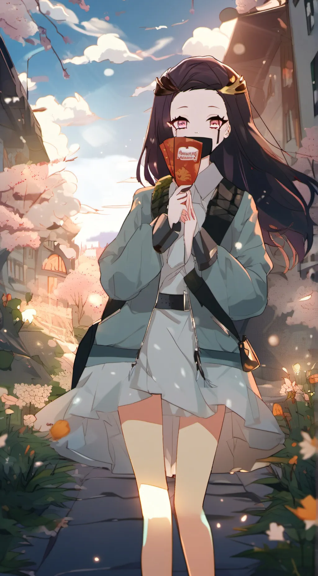 ai character: high school nezuko background