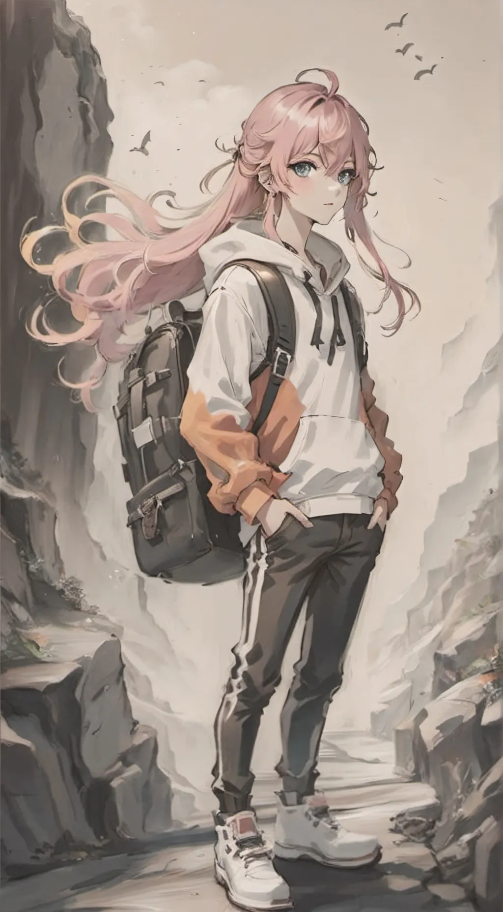 ai character: Cream background