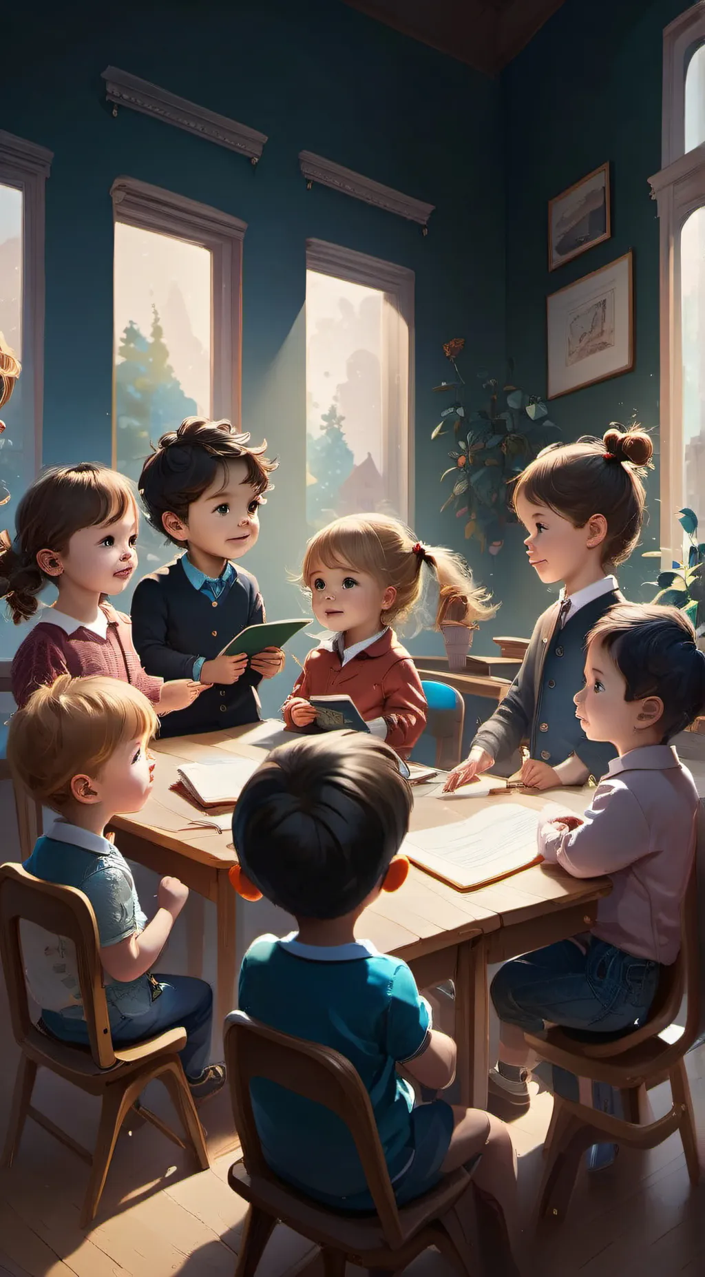 ai character: Class in school background