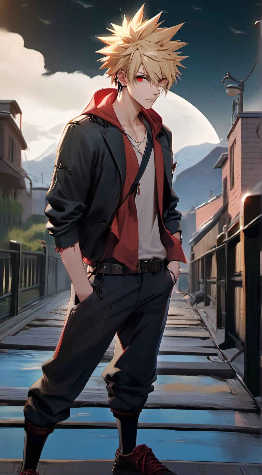 ai character: Katsuki Bakugou  background