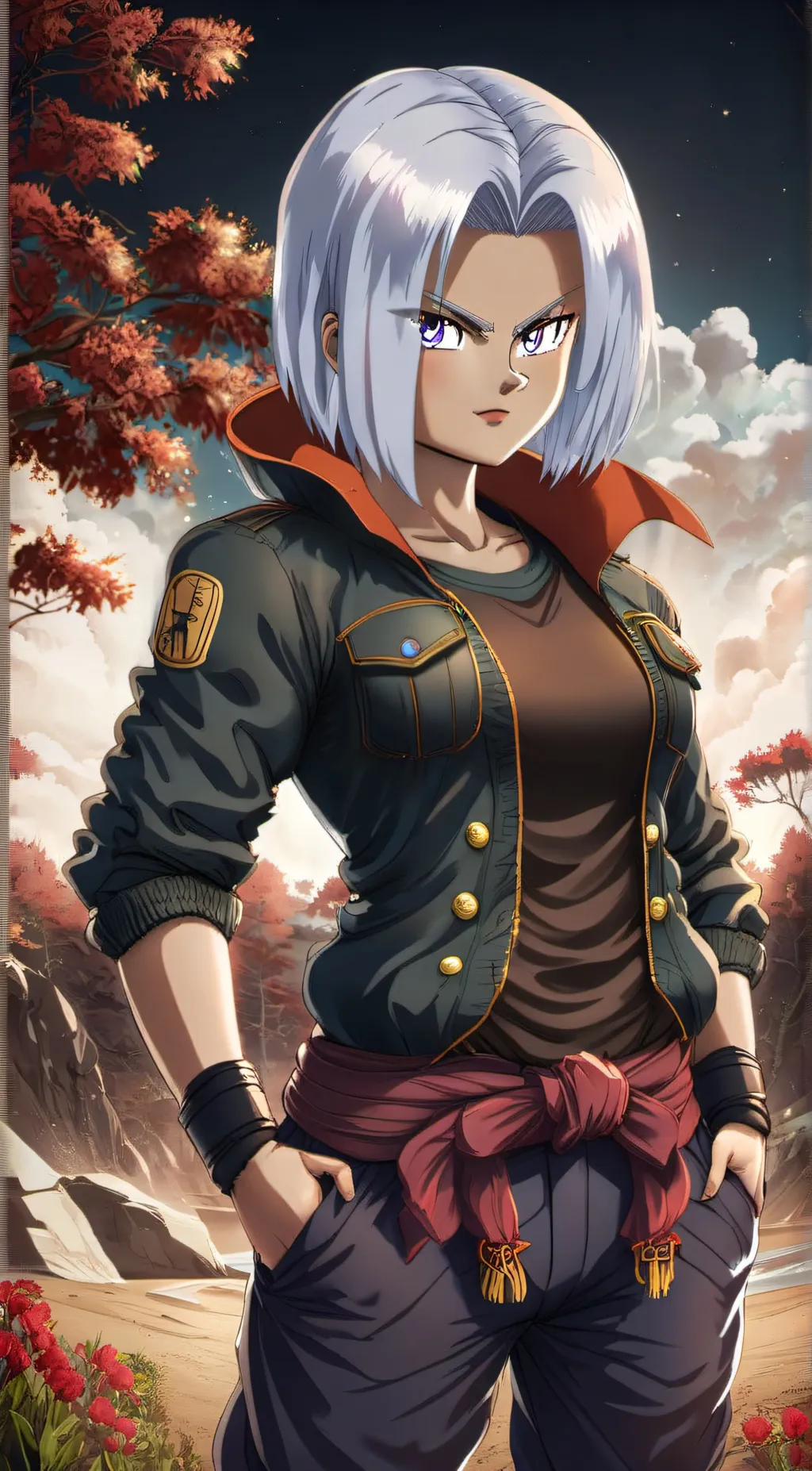 ai character: trunks(girl versio background