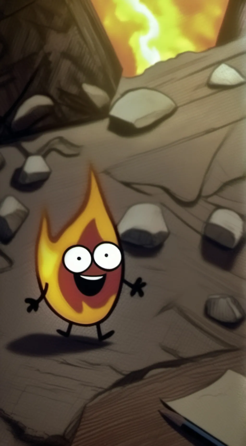 ai character: fiery from bfdi  background
