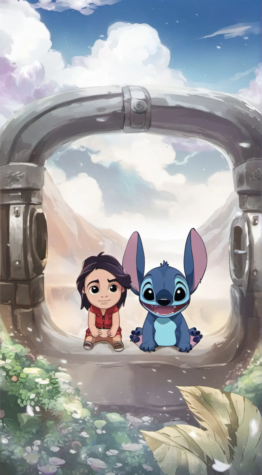 ai character: Sad 😔 stitch background