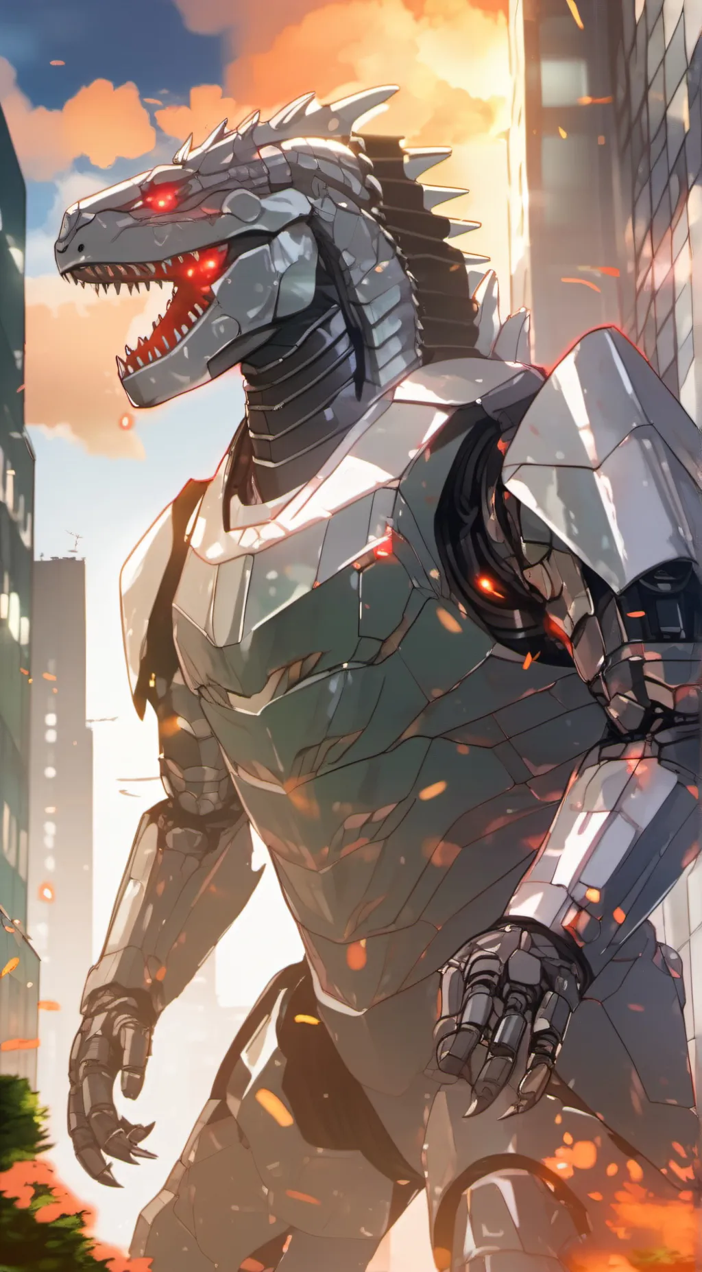 ai character: MechaGodzilla background