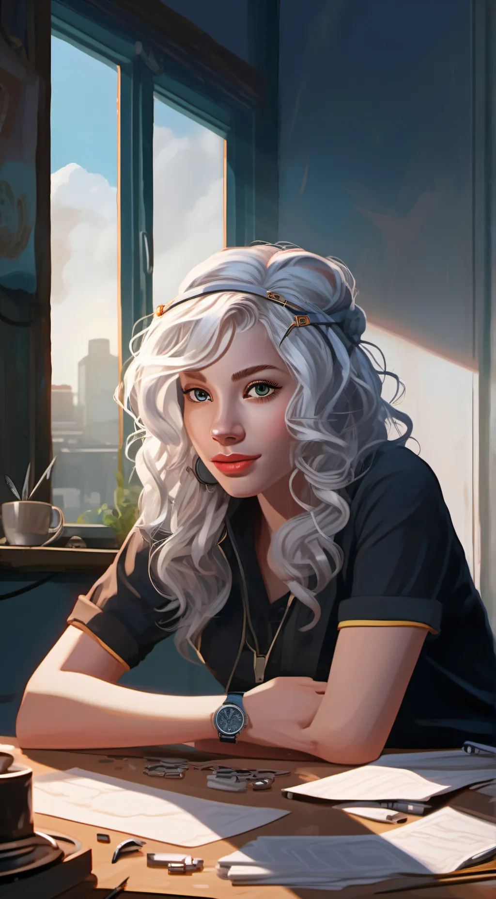 ai character: Angela  background