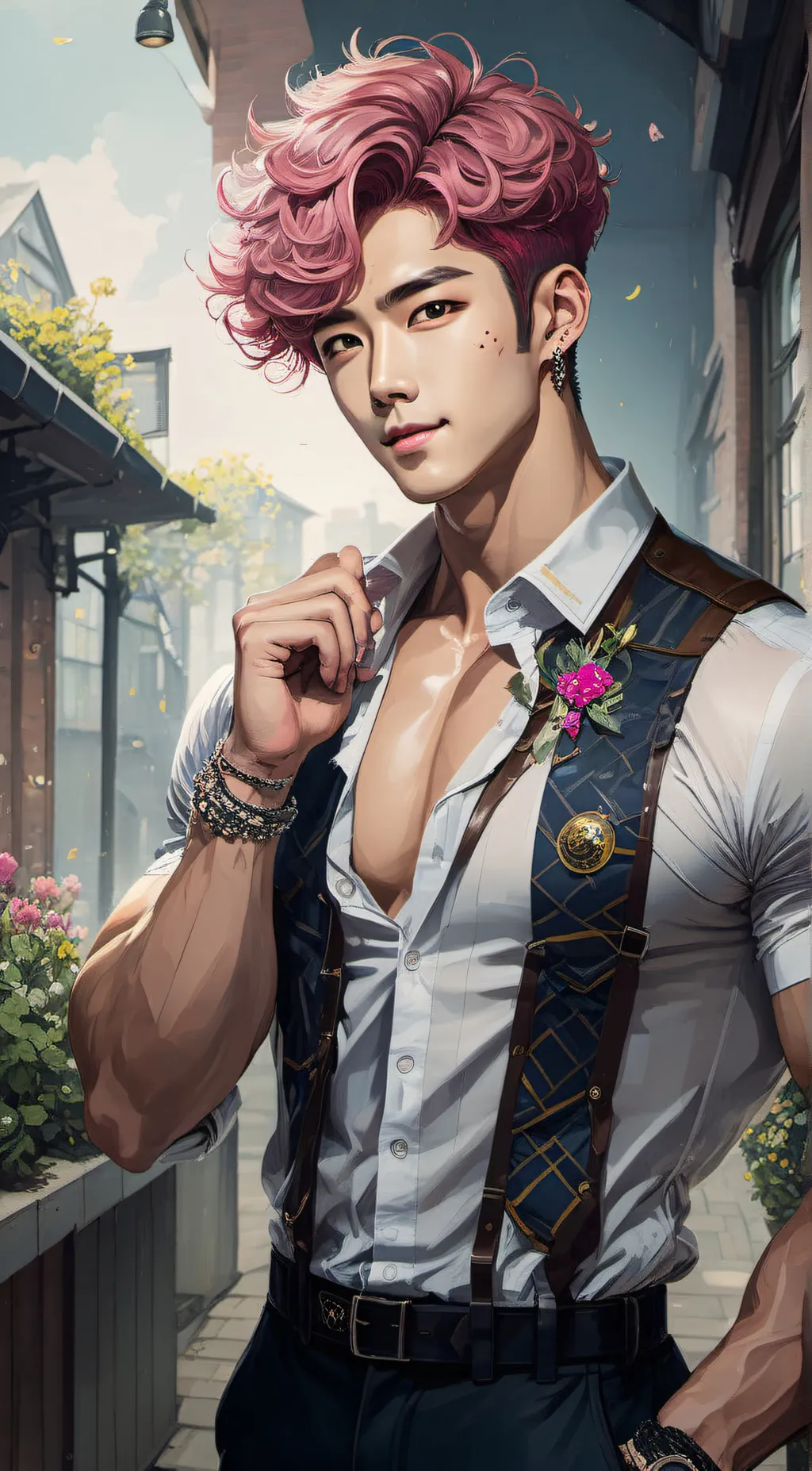 ai character: Pink guy background